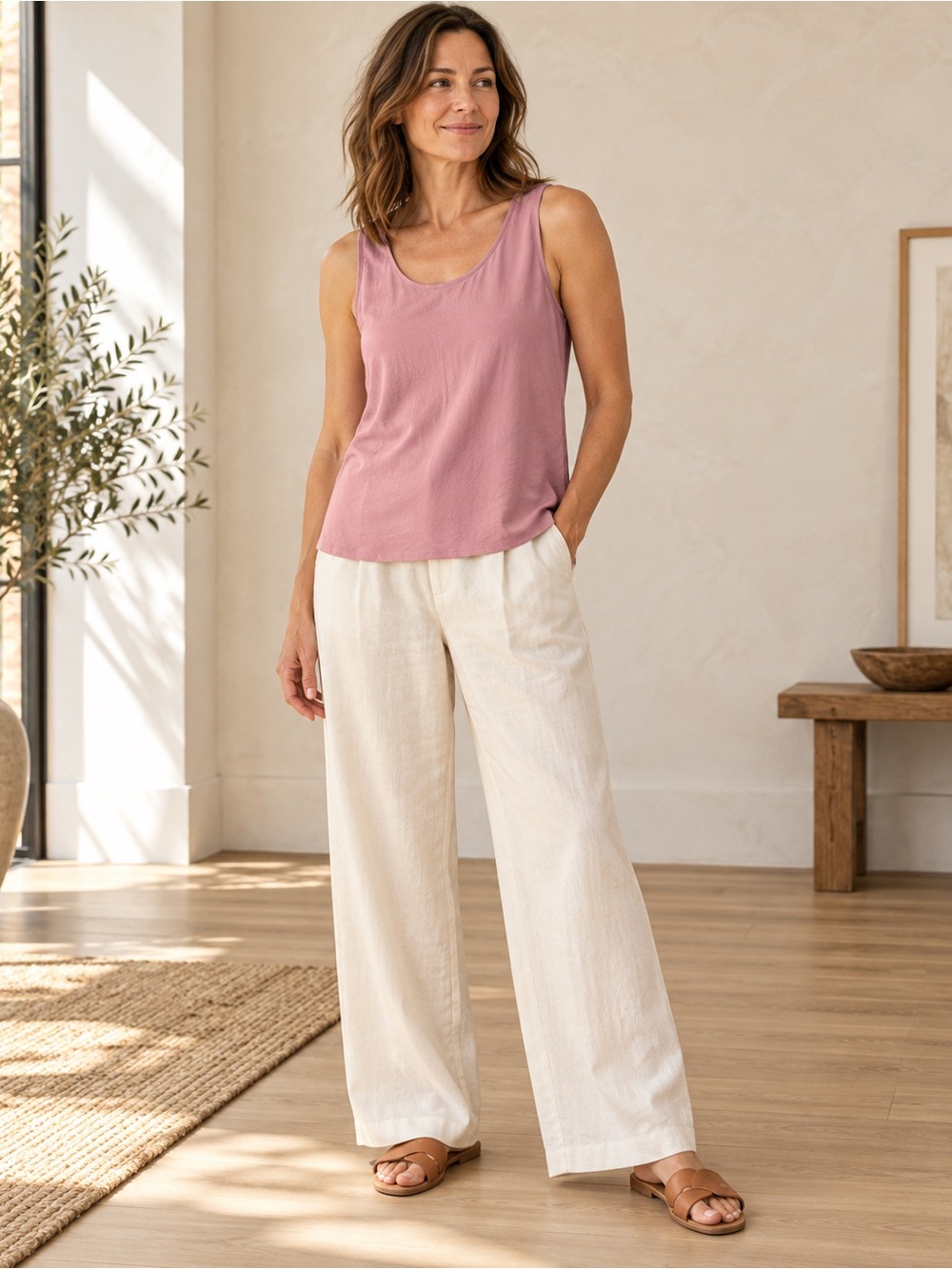Eileen Fisher 100% Silk Sleeveless Tank Top Women’s XS Mauve Pink
